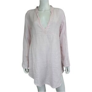 cp shade Light Pink Linen Long Sleeve Shirt Dress Size XS